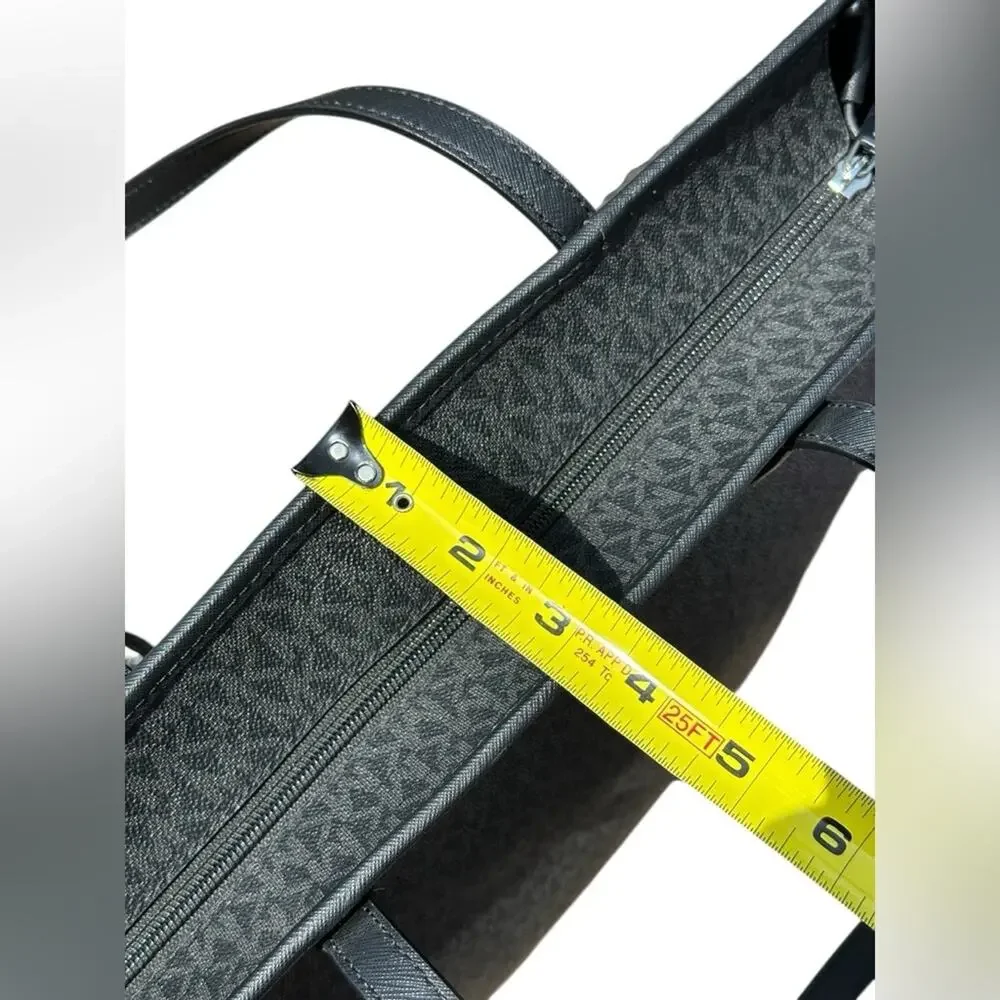 Michael Kors Black MK Logo Jet Set Travel Tote - Picture 8 of 12